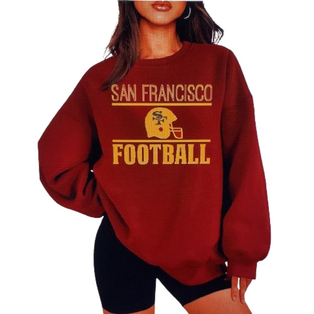 San Francisco Football Maroon Sweatshirt with Shiny Lettering.